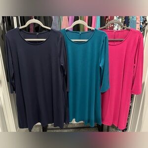 Women's Navy, Teal, and Fuchsia Tunics - Set of 3